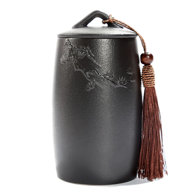 Винтажная баночка для хранения чая черно-белая керамическая керамика Caddy чайной