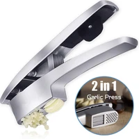dual function garlic mincer slicer heavy duty easy squeeze garlic crusher with cleaning brush silicone garlic tube peeler