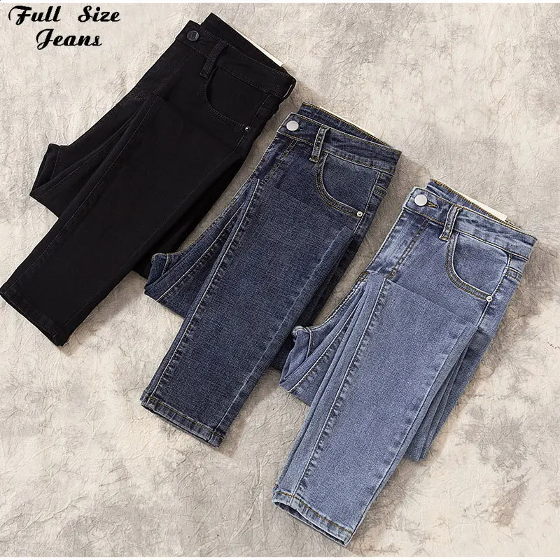 

Women's Fashion Jeans Gray Blue Casual Skinny Jeans Mom 4xl 6xl Plus Size Jeans Show Thin High Waist Basic Stretch