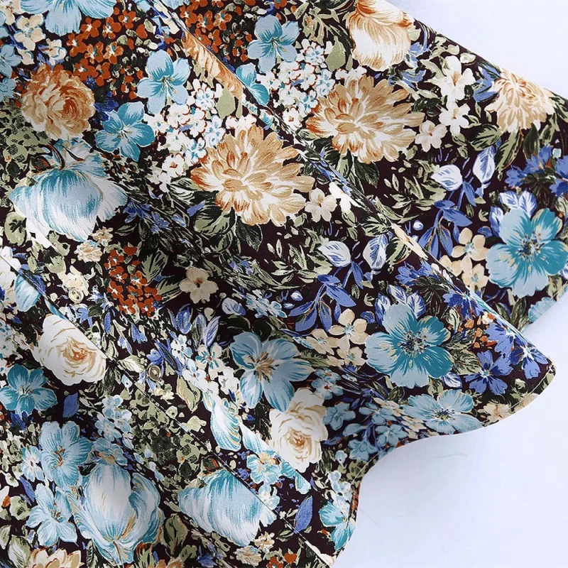 

PUWD Casual Woman Floral Print V Neck Shirt Dress 2021 Spring Fashion Ladies Bohemia Mini Dresses Female Elegant Button Dress
