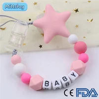 new sale personalized name handmade pacifier clips holder chains silicone pacifier chains five star teether baby teething chains