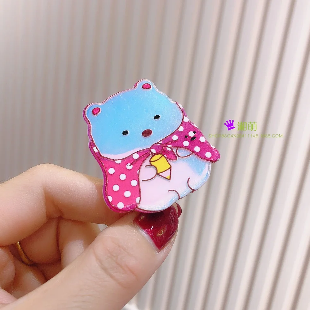 Зажим для волос Sumikkogurashi в японском стиле акриловый зажим с зеркальными животными