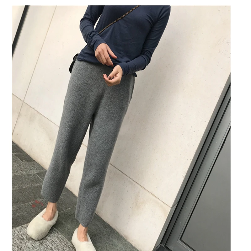 2019 корейские женские брюки осень зима вязанные утолщенные шаровары штаны