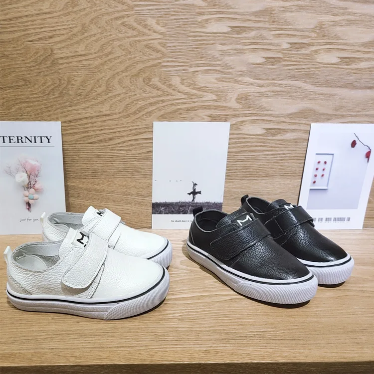 

Kids Shoes 2019 Solid Color Toddler Sneakers Children's Shoes Breathable Wild New Leather Boy Shoes Unisex PU Anti-Slippery Cool