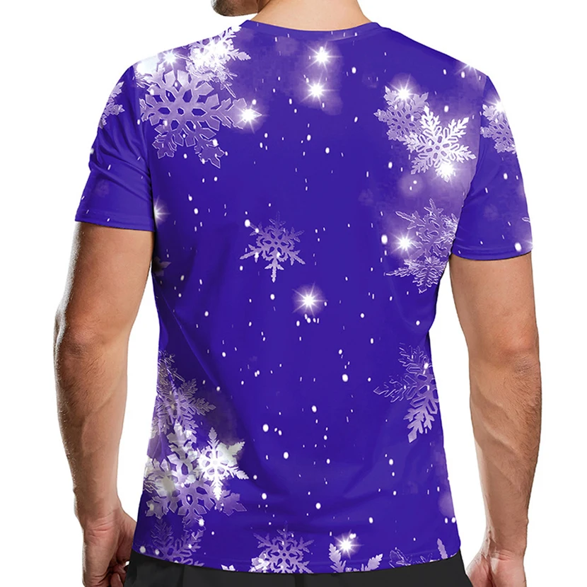 

Men's short-sleeved cosplay funny 3D chest t-shirt men's Christmas night tricky shirt factory direct one-piece packaging