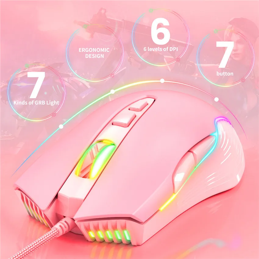 onikuma cw905 6400 dpi wired gaming mouse usb game mice 7 buttons design breathing led colors for laptop pc gamer free global shipping