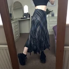 Женская Асимметричная юбка средней длины Dourbesty, модные юбки с диагональными полосками и принтом, осенние черные готические длинные юбки