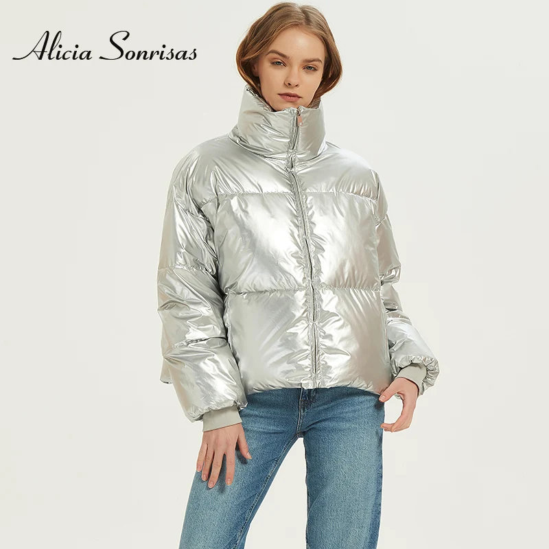 

2020 Winter Glossy Down Parka Thick Women Waterproof Coat Embroidery Jacket Large Size Loose Warm Snow Shiny Overcoat