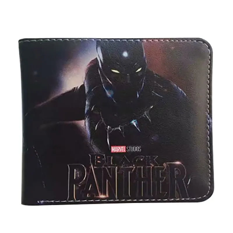 

Disney Marvel Panther Wallet Anime Peripheral Avengers Student Personality Short Two-fold Wallet Wallet Wallet Boy Gift