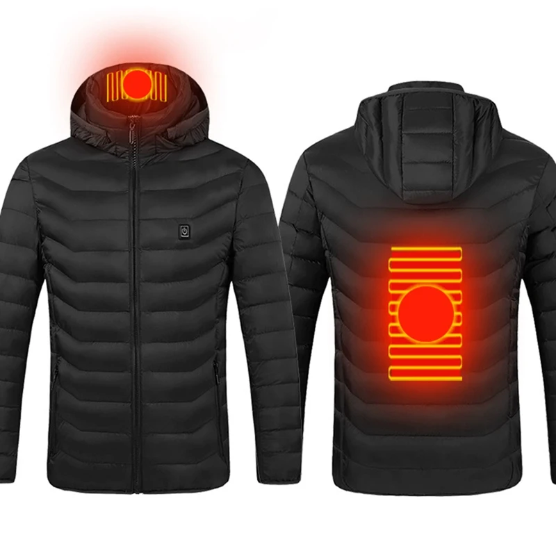 

USB Electric Heated Warm Hooded Jacket Coat Infrared Heating Long Sleeve Thermal Hooded Jackets Outdoor Vest Coat High Quality