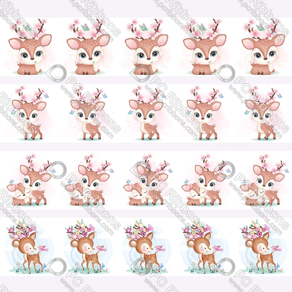 

16-75 мм мультяшный Сика Олень Печатный корсаж и атлас и шнурок материалы ручной работы «сделай сам» Рождественский свадебный подарок лента 50 ярдов