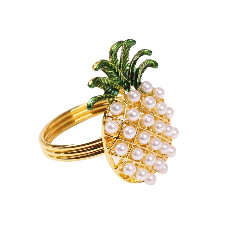 

12Pcs Restaurant Hotel Tableware Pearl Pineapple Napkin Buckle Napkin Ring Diamond Napkin Ring Towel Buckle Cloth Ring