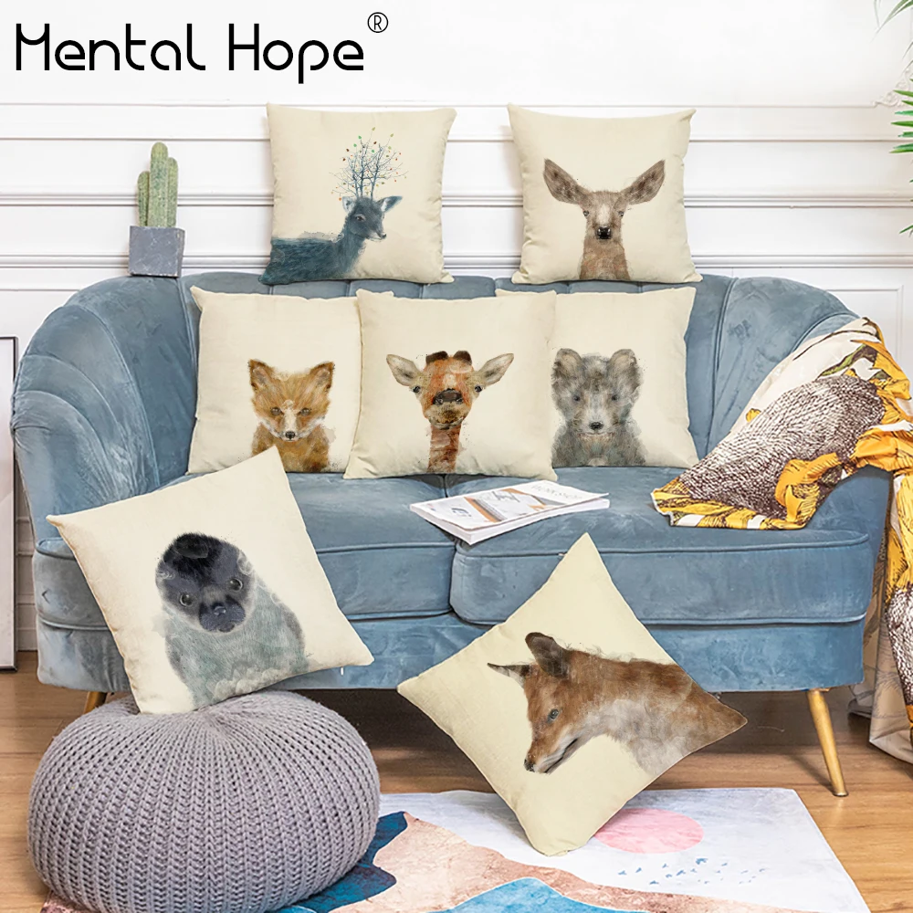 Наволочка Принт с животными и героями из мультфильмов на подушку диванную