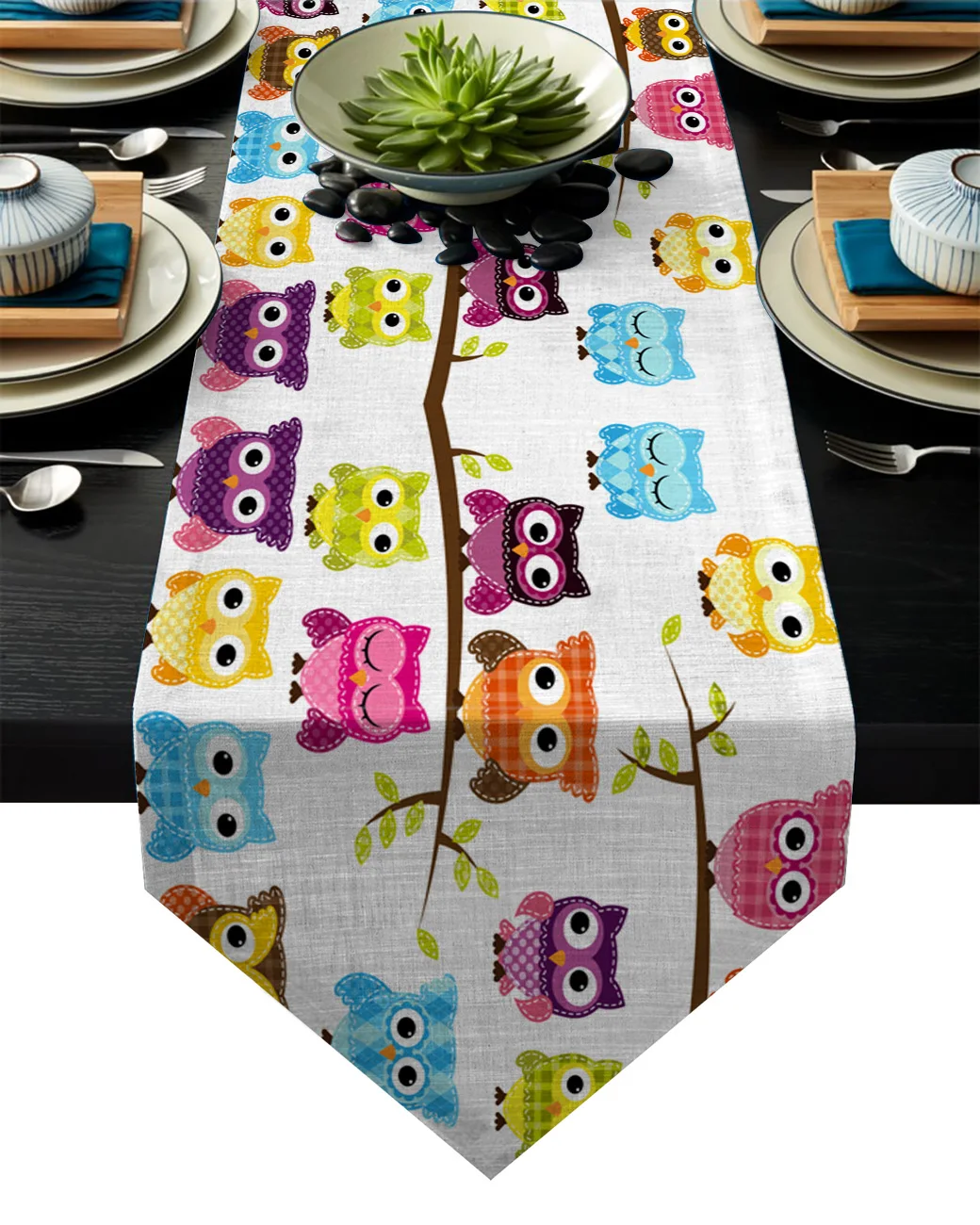 Cartoon Owl Animals Table Runner Kitchen Decor Flag Tablecloth Placemat Hotel Home Festival Decoration Runners | Дом и сад