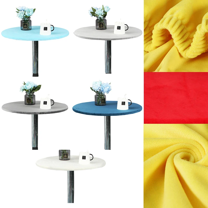 Reusable Cocktail Table Cloth Velvet Elastic Fitted Stretch Tablecloth Round Edged Table Cover 60/70/80/90/100/120/150cm