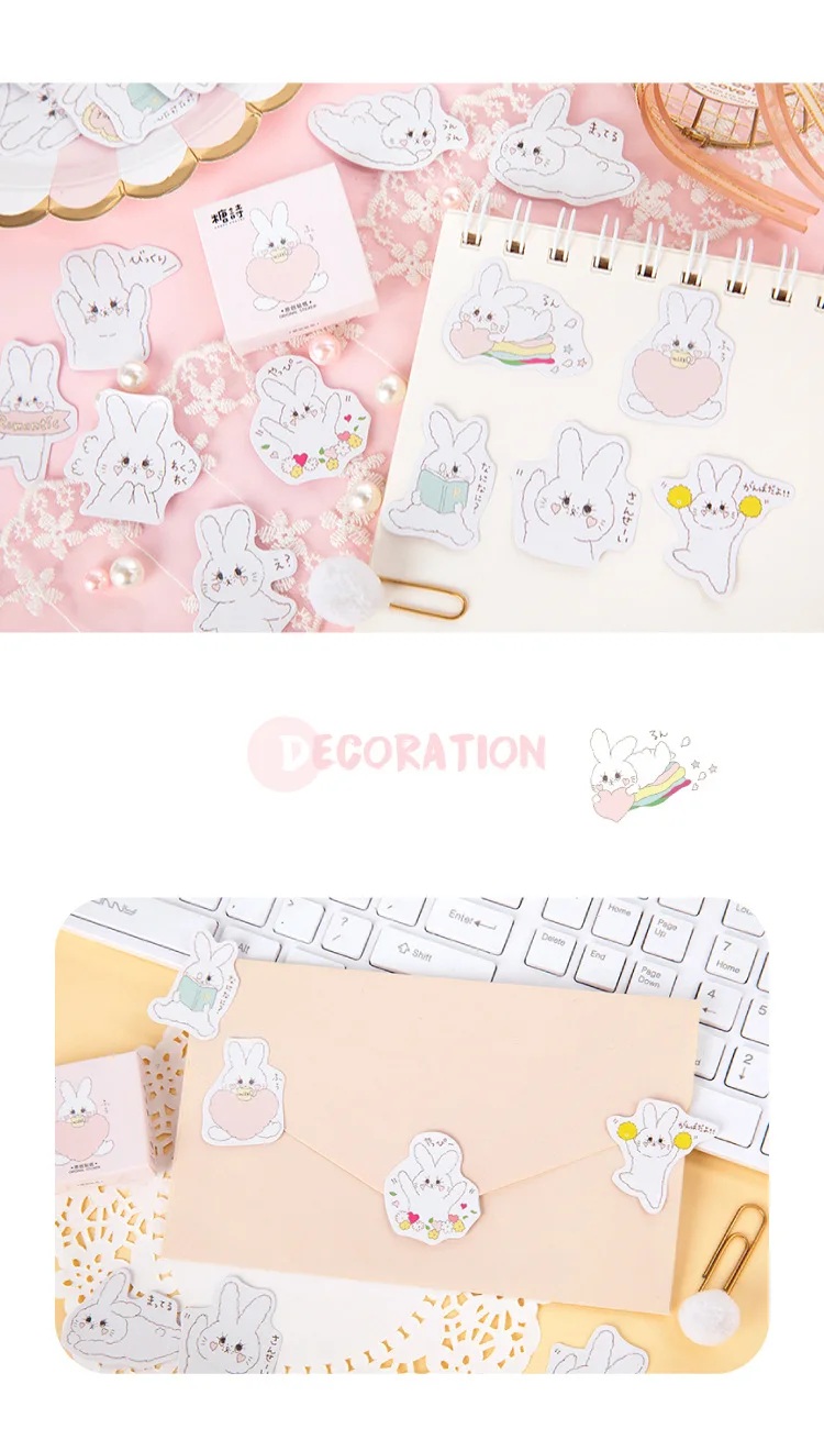 45 шт./кор. Kawaii канцелярские наклейки кремовый кролик наклейки для скрапбукинга сделай сам для украшения дневника Escolar школьные принадлежности