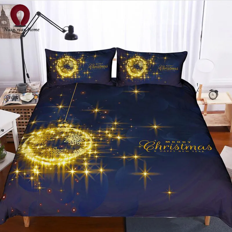 3D Рождественский Комплект постельного белья бежевый Санта праздничный праздник