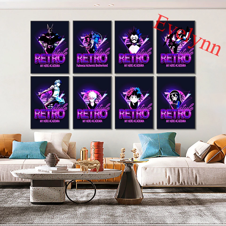 

My Hero Academia，Home Wall Art Posters，Japanese Anime Painting ，Modern Living Room Cartoon Prints，Children Room Decor Picture