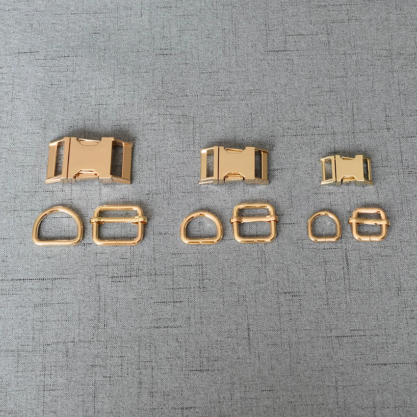 

50 Sets 15mm 20mm 25mm Golden Metal Adjust Buckle D Ring Clasp A Set Wholesale Accessory DIY Dog Accessories 3S-LXK-j