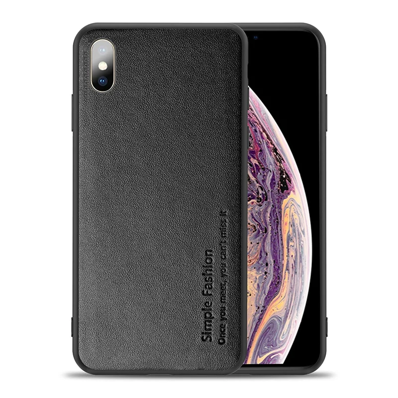 Для iPhone X Xr Xs 11 Pro Max Роскошный чехол из натуральной кожи для iPhone 7 8 Plus анти-осенняя крышка - Цвет: Black