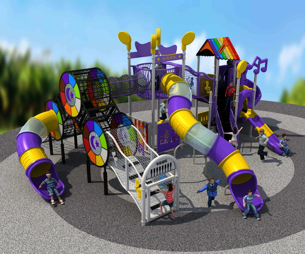 Kopen Ylw 2020 Amusement Speeltuin Muziek Thema Kids Outdoor Gecombineerd Glijbaan Entertainment Park YLW-OUT200823