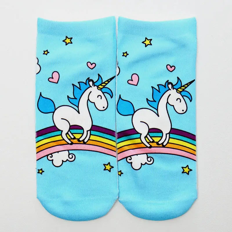 

Cute Multicolor Cartoon Printed Socks Women Ankle Socks Cartoon Animal Unicorn Printing Sock Funny Short Socks for female