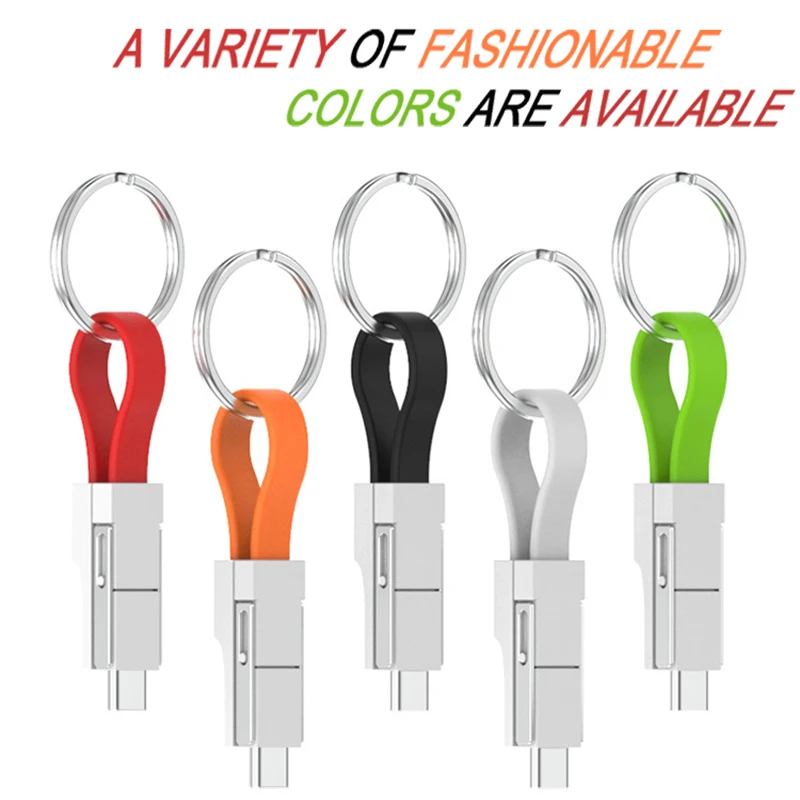 

3 In 1 Magnetic Usb Keychain Cable Portable For Iphone 13 Huawei Xiaomi Micro Type C Android USB C Charging Wire