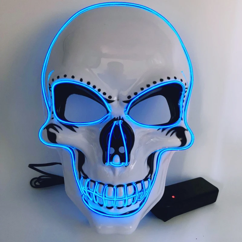 Halloween Party LED Mask Masque Masks Neon Light Rave Glow In The Dark Horror Glowing Masker | Дом и сад