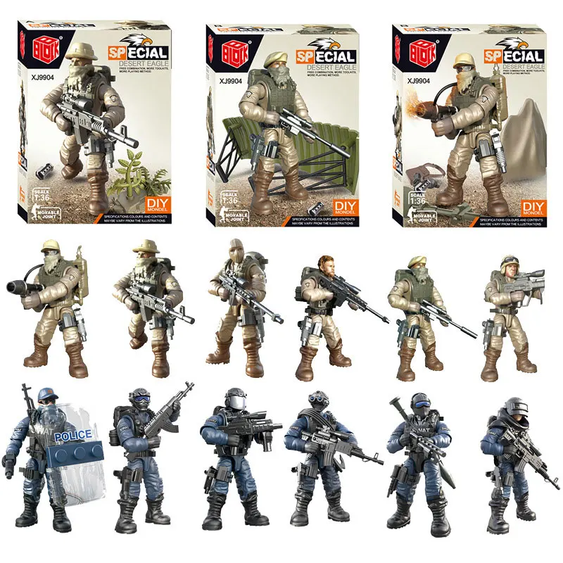 

2021 New Kids Toys Jungle Sniper Team Military Figures Building Blocks WW2 Soldiers Weapon Accessories Guns Bricks For Boys