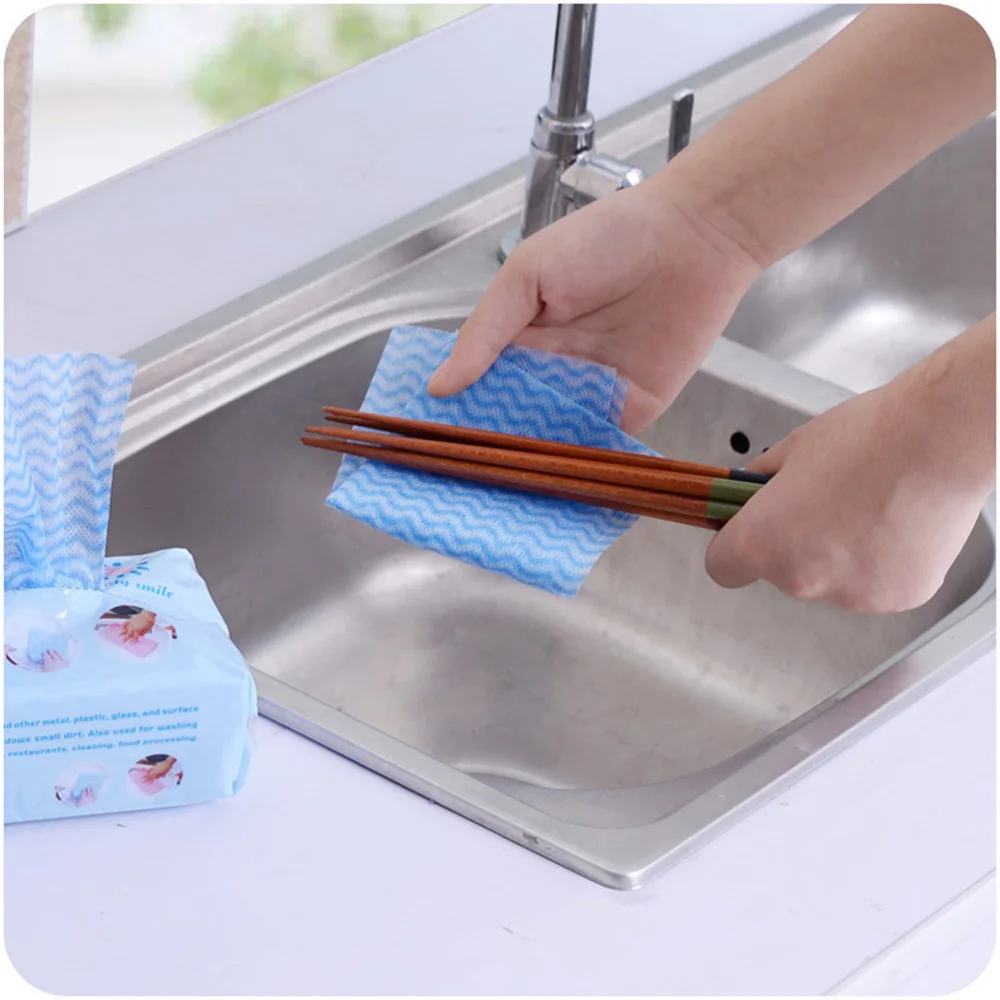 160PCS/2 Packs Environmental Disposable Washing Dish Towel Kitchen Cleaning Cloth Non-stick Oil Wiping Rags Bag(Random Col | Дом и сад