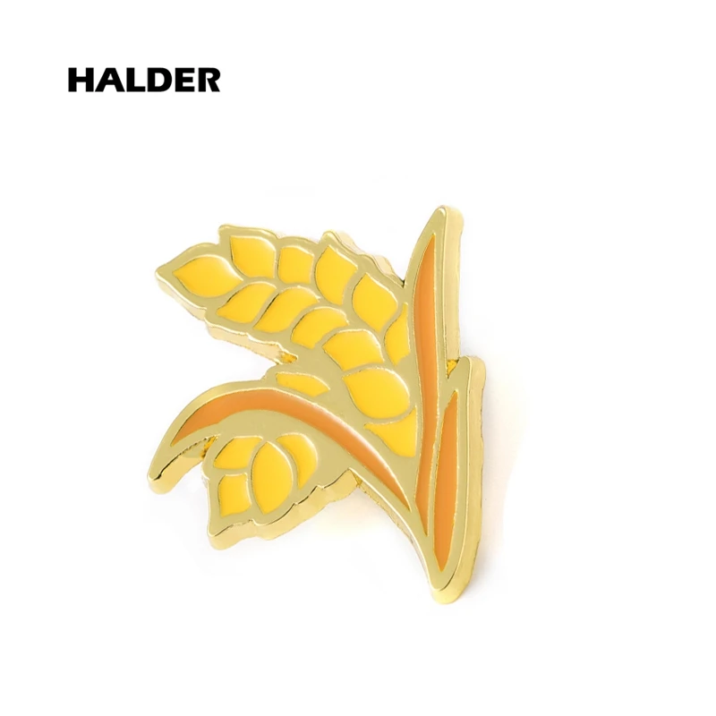 Брошь из денима с ушками пшеницы и риса