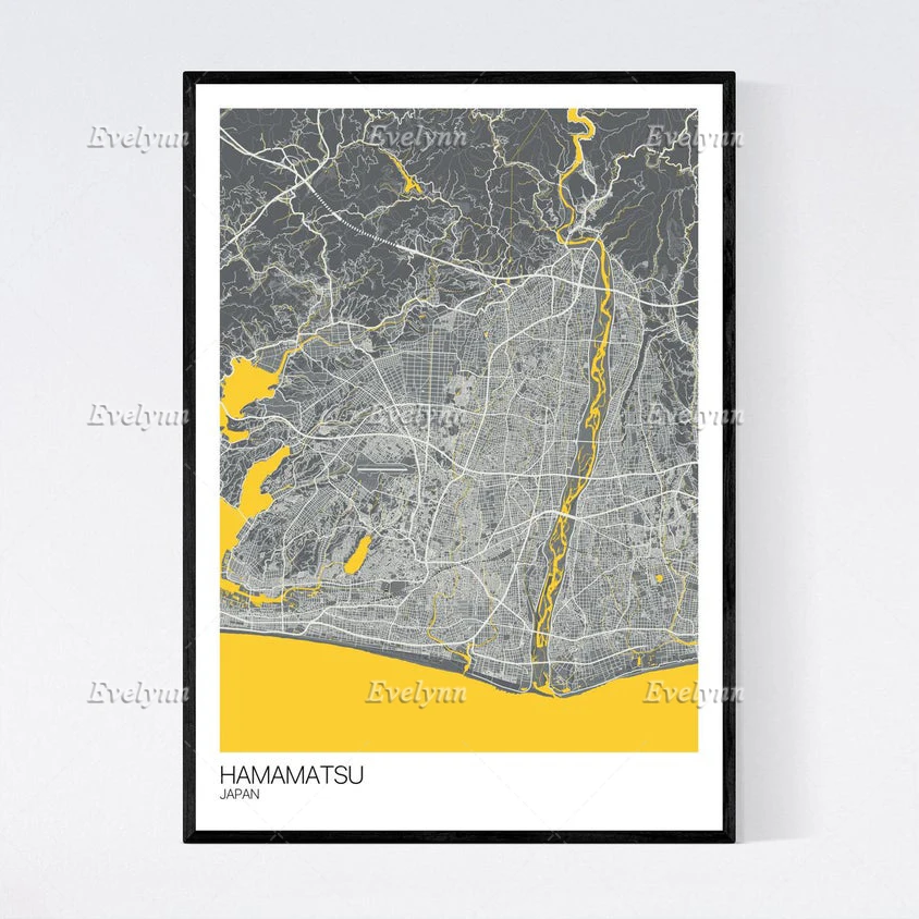 Hamamatsu японская карта скандинавский Ретро минимализм живопись постеры и принты на