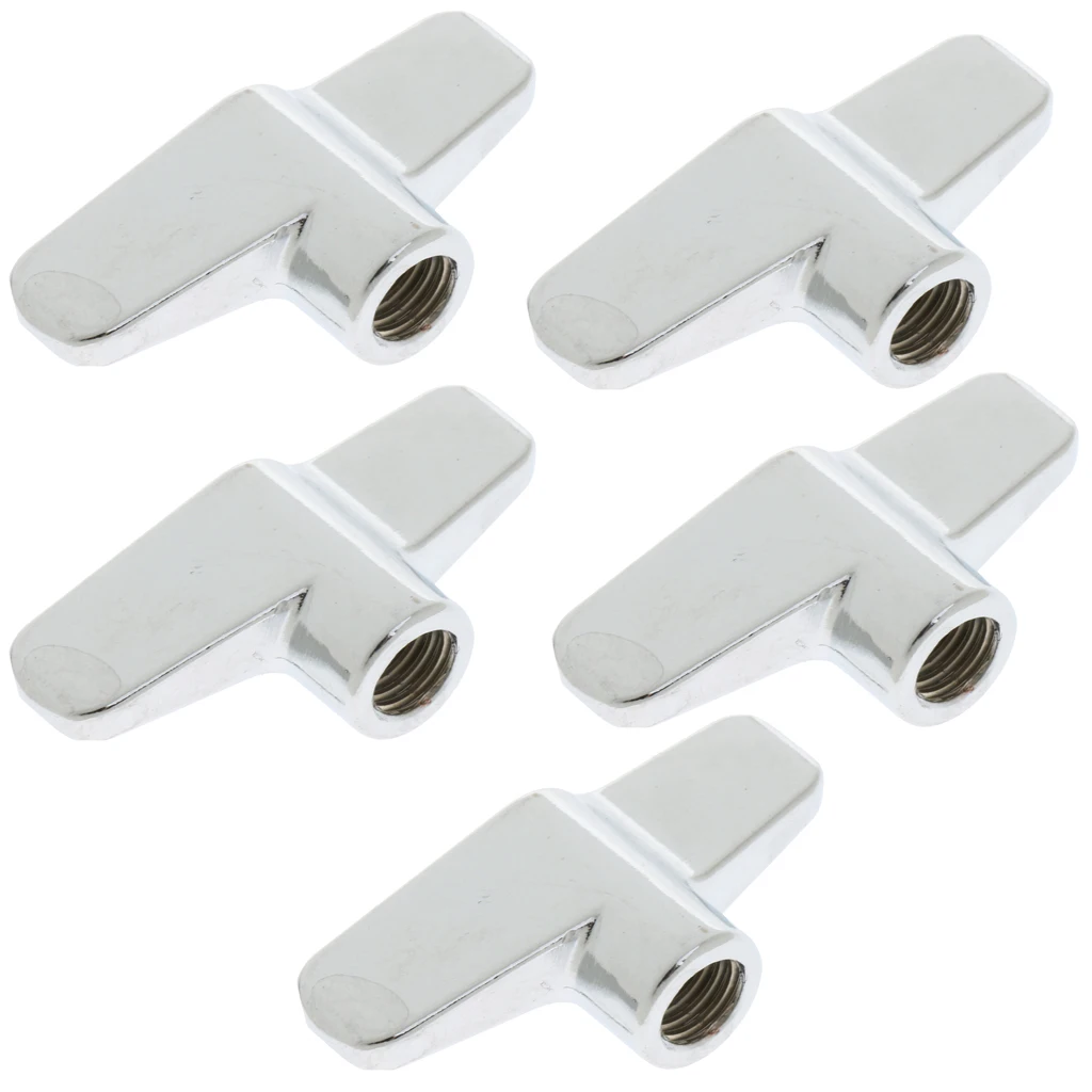

5 Pieces Alloy Cymbal Stand Wing Nut for Drum Player Silver 8mm Diameter