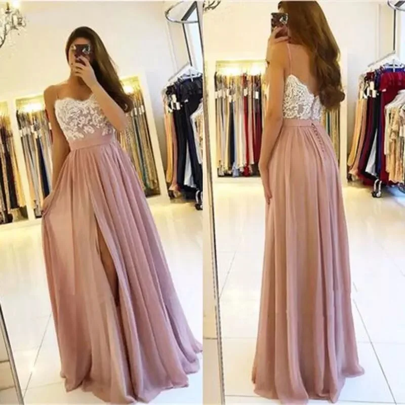 

Evening Dress Sexy Suspenders Lace Long Skirt Temperament Party Dress Halter Mopping The Floor Fashion