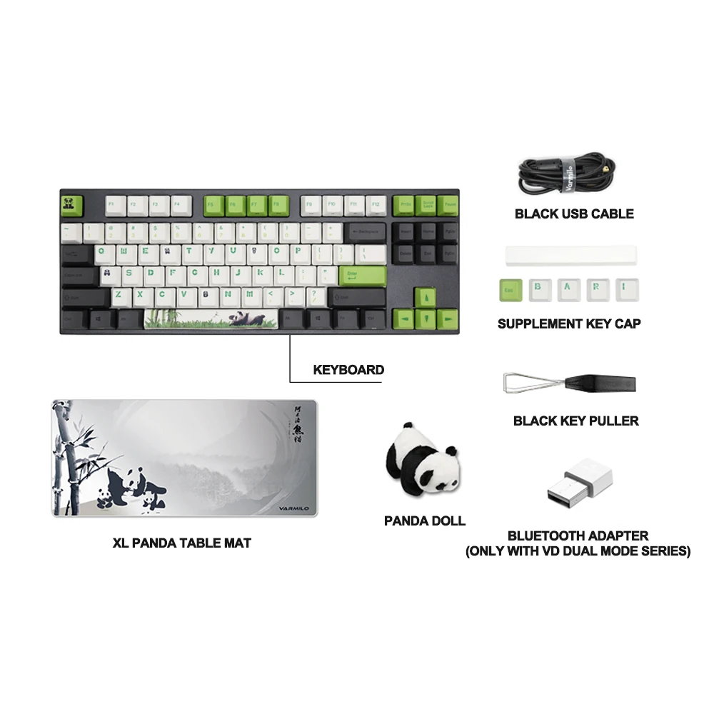 

Varmilo Mechanical Keyboard Panda Wired VA87M VA108M 87 108 keys Game White Backlight Cherry Switch Mousepad Doll Free Gift