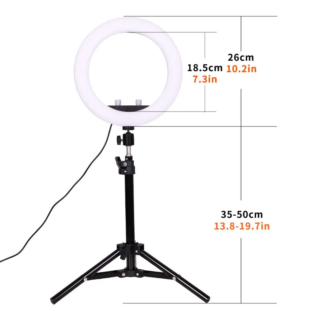 GSKAIWEN 10 дюймов светодиодный светильник для студийной съемки селфи с регулируемой
