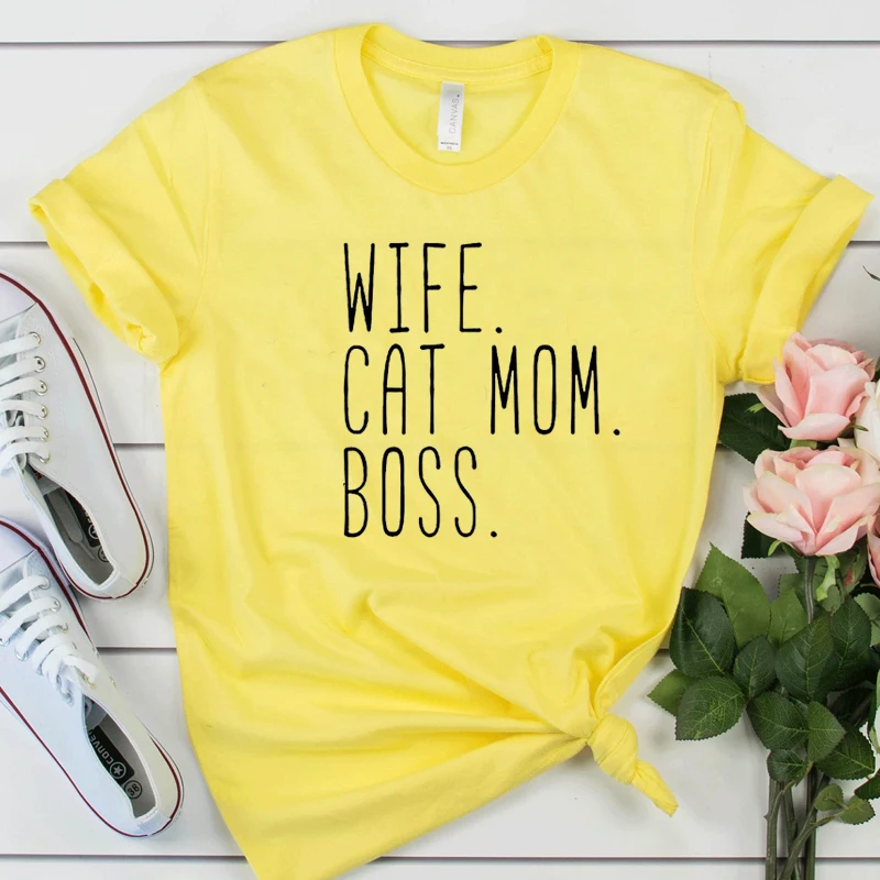 Забавная футболка с надписью &quotЖена&quot &quotкошка&quot &quotМама&quot &quotБОСС&quot Женская