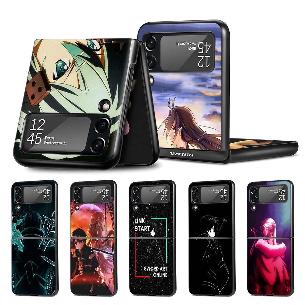 

Cell Phone Case for Samsung Galaxy Z Flip3 5G Black Coque Z Flip 3 Hard PC Cover Zflip3 Funda Sword Art Online 3 Alicization