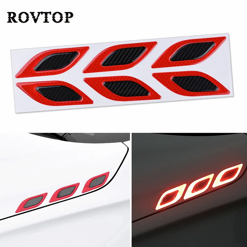 6 шт. автомобильные наклейки из углеродного волокна Светоотражающие Полоски