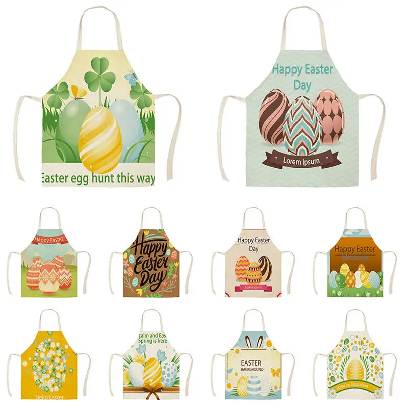 1 шт. кухонный фартук разноцветный с пасхальными поздравлениями без рукавов