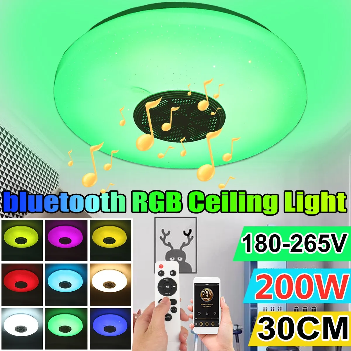 

200W bluetooth Музыка потолочный светильник Smart Rgb светодиодный светильник с регулируемой яркостью, современный потолочный светодиодный светильн...