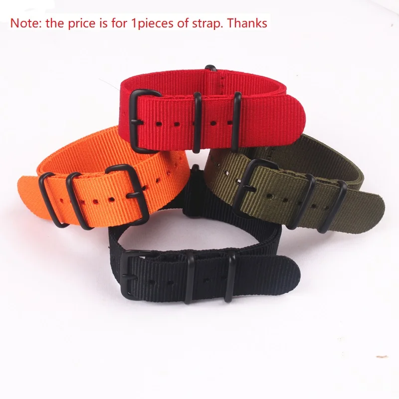 Nato Solid PVD Black Buckle Stripe Orange Wholesale zulu 18mm 20mm 22mm 24mm Watchband Watches Strap Band Belts
