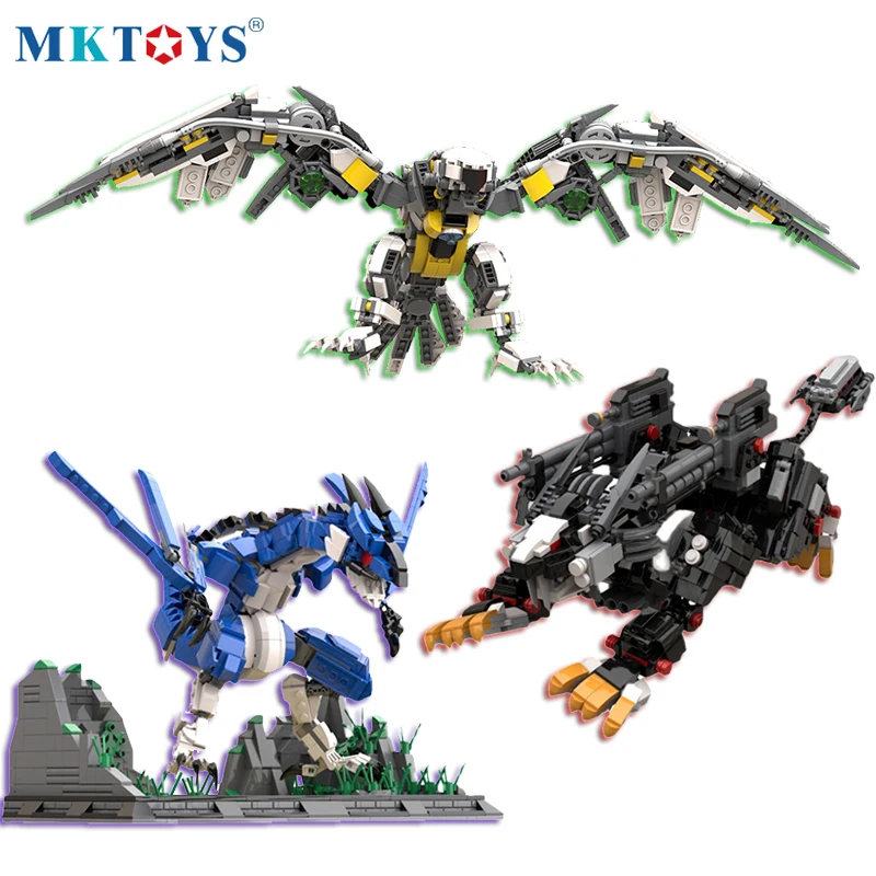 

Tusks Lion Blast Bird Two-legged Wyvern Building Bricks MOC Bionic Mechanical Animal DIY Adjustable Blocks For Children Adult Gi