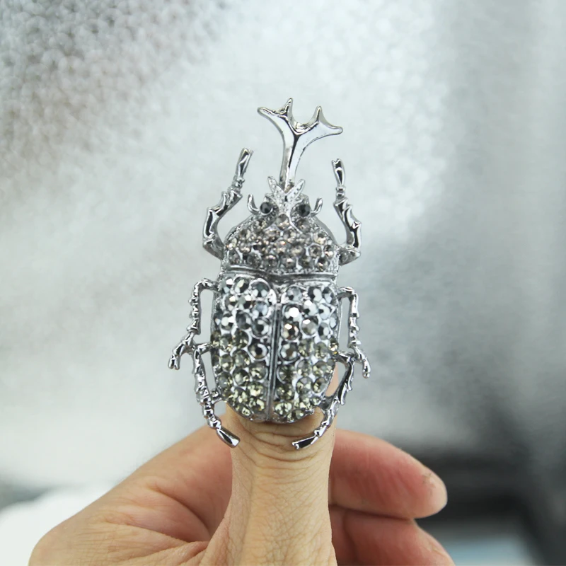 Rhao серая брошь в виде жука Стразы мужской персонализированный креативный