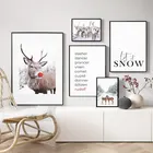 Настенная Картина на холсте Снежный лес Лось постер скандинавские плакаты и принты настенные картины для гостиной Рождественский Декор