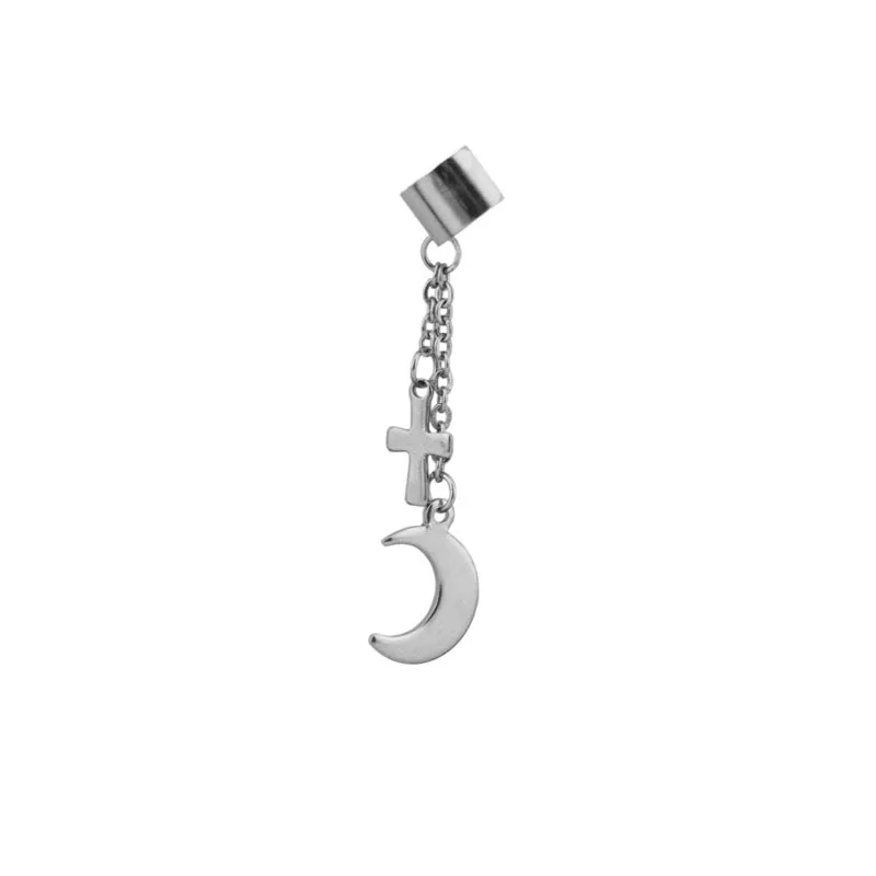 

Unisex Korean Boys Punk Stud Earrings Ear Clip Cuff Wrap Stainless Steel Cross Pendant Women Men Hipster Grunge Accessory Gifts