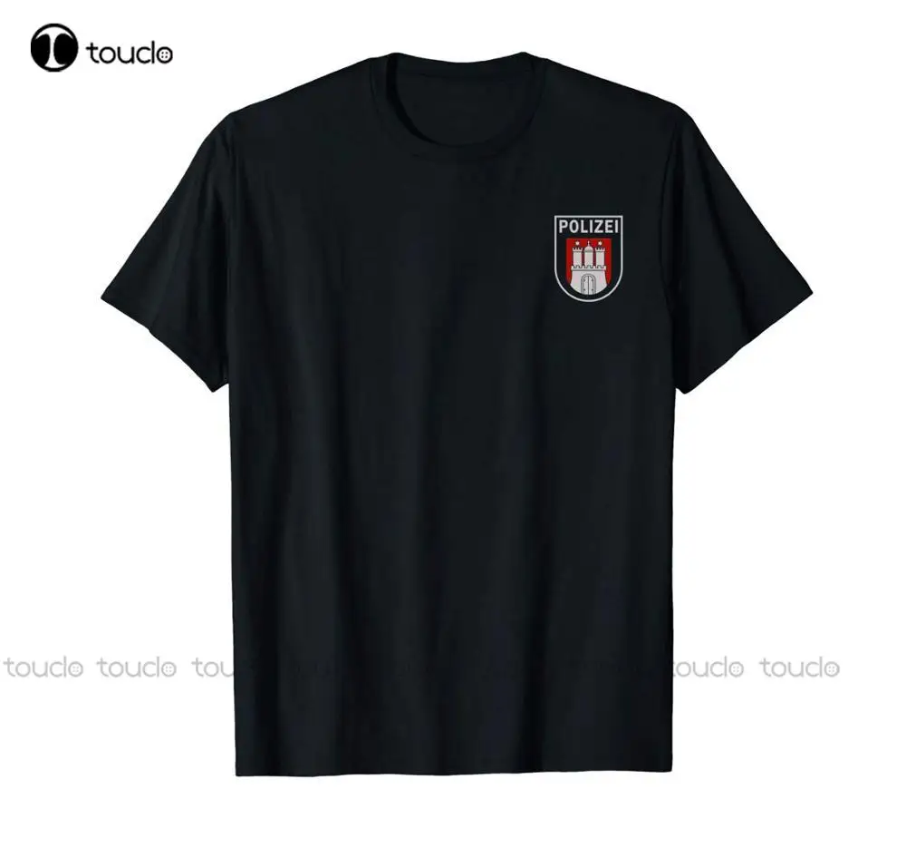 

Germany Hamburg Police Polizei T-Shirt Double Side New Design Men Tops Short Sleeve Cotton Fitness T-Shirts Distressed T-Shirt