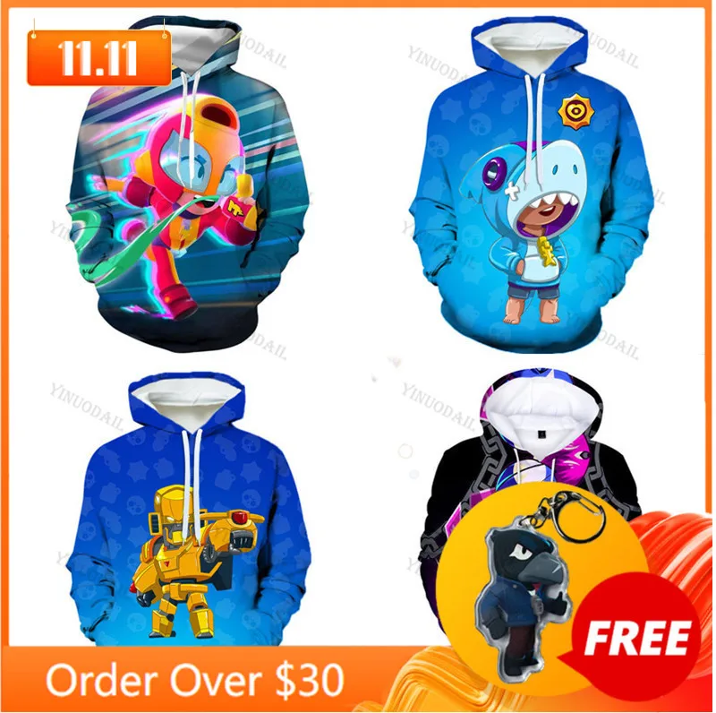 

Max Brawings Cartoon Tops Teen Clothes POCO Shelly 8 To 19 Years Kids Sweatshirt Shooter Game Leon 3D Printed Hoodie Boys Girls