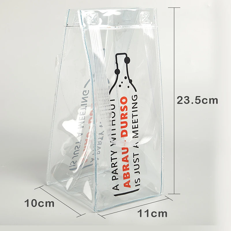 

Portable Ice Bucket Wine Champagne Bottle Chiller With Carry Handle PVC ECO Leakproof Ice Bag Transparent Ice Pack