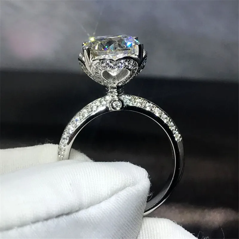 Роскошное женское кольцо обещания в форме сердца из стерлингового серебра 925